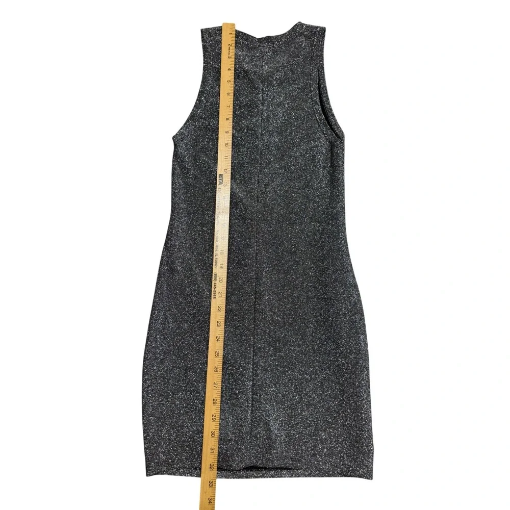 Zara Womens Silver Metallic Glitter Sleeveless Bodycon Mini‎ Dress Small